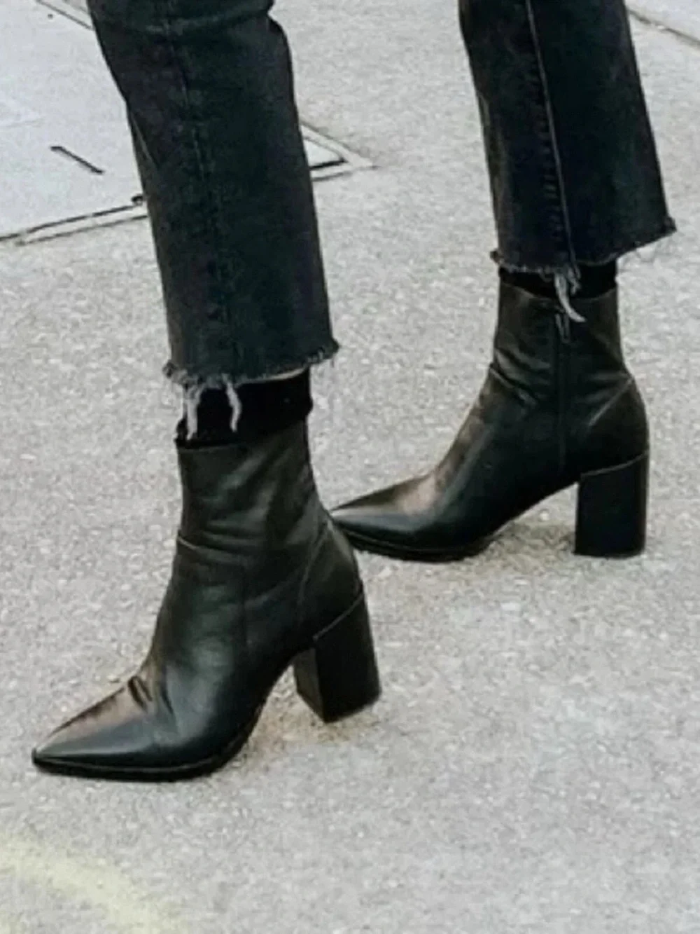 Tony Bianco Black Leather Brazen Luxe  Pointed Toe Booties Size 7.5